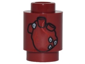 Sötétpiros 1x1 Kerek Elem Davy Jones Szíve Mintával