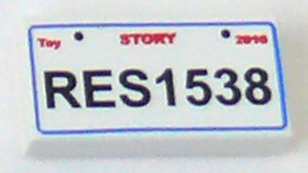 Fehér 1x2 Lapos Csempe Elem - Rendszám Tábla (Toy Story)