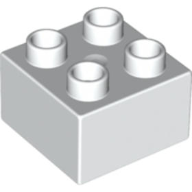 Fehér 2x2 DUPLO Kocka Elem