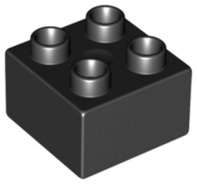 Fekete 2x2 DUPLO Kocka Elem