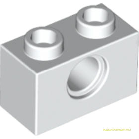 Fehér  Technic 1X2 Elem, Lyukkal