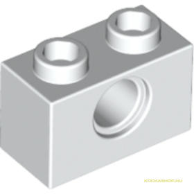 Fehér Technic 1X2 Elem, Lyukkal (használt)