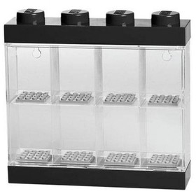 Minifigura kiállító, tároló doboz fekete 8 minifigurához
