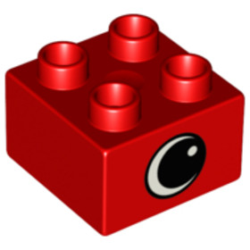 Piros 2x2 DUPLO Kocka Elem Oldalán Szemmel