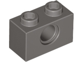 Sötétszürke Technic 1X2 Elem, Lyukkal