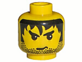 Sárga minifigura fej, borostás