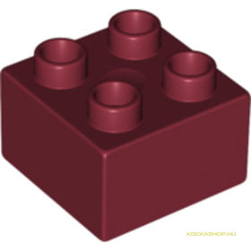 Sötétpiros/Bordó 2x2 DUPLO Kocka Elem