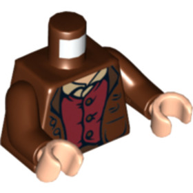 Vörösesbarna Minifigura Felsőrész Piros Mellénnyel