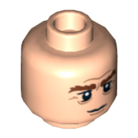 Világos Testszínű Minifigura Fej - Idősebb, Barna szemöldökkel