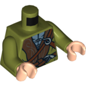 Olivazöld Minifigura Felsőrész Barna Övvel