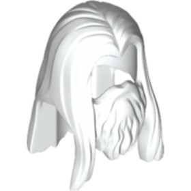 Fehér Minifigura Hosszú Haj Fehér Szakállal