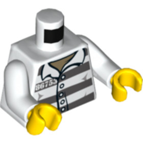 Fehér Minifigura Felsőrész - Rabruha Festéssel
