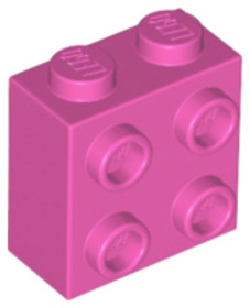 Sötét rózsaszín 1x2x2 Kocka Oldalán 4 Csatlakozóval