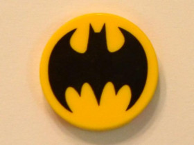 Sárga 2x2 Kerek Csempe, Batman Mintával