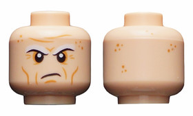 Minifigura fej fehér szemöldökkel, ráncokkal