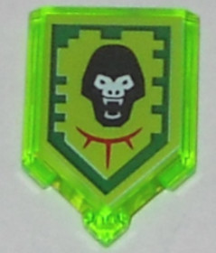 Átlátszó Élénkzöld 2x3 Módosított Csempe - Nexo Knights Gorilla Mintával