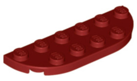 Sötét piros 2x6 Lapos Íves Elem