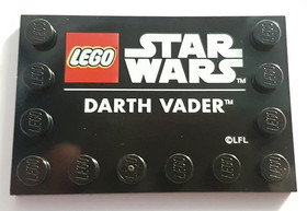 Fekete 4 x 6 Módosított Csempe, Mintás - Darth Vader Felirat