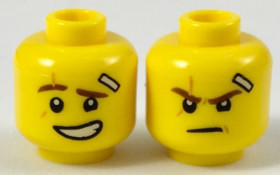 Sárga Minfigura Fej - Ninjago Kai Két Arckifejezéssel