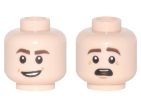 Világos nugát minifigura fej, kétarcú (nevetős/ijedt)