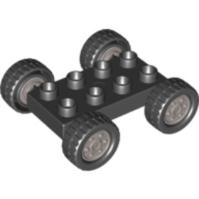 Fekete 2x4 DUPLO Autó alap kerekekkel