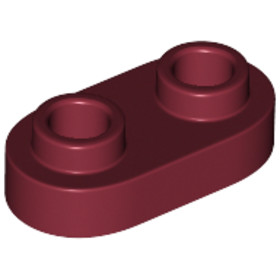 Sötétpiros 1x2 Módosított Lapos Elem
