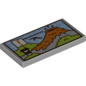 Világos Kékesszürke 2x4 Csempe Jurassic World Vulkán Festéssel