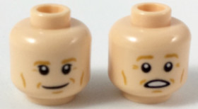Világos nugát minifigura fej, kétarcú (mosolygós/ijedt)