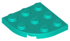 Sötét türkiz 3X3 Lapos 1/4 Kör