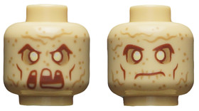 Homokszínű minifigura fej (Homokember)