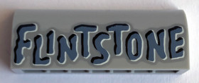 Világos kékesszürke 1x4 íves Elem Flintstone felírattal