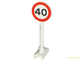 Fehér Közlekedési Tábla - 40 Km/H - használt