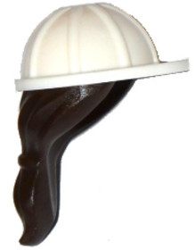 Fehér Minifigura Sisak Sötétbarna Hajjal