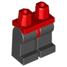 Piros Minifig alsórész, fekete lábbal