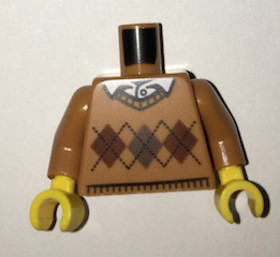 Közepes testszín Minifigura Felső Rész Kockás Pulcsi Festéssel
