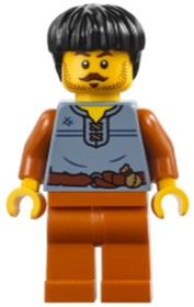 Medieval Seaside Market Wine Seller - Male, Sand Blue Vest, Dark Orange Legs, Black Hair