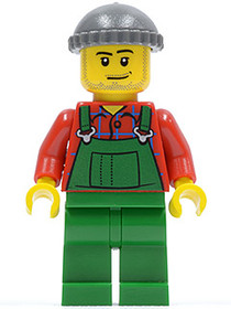 Overalls Farmer Green, Dark Bluish Gray Knit Cap