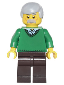  Green V-Neck Sweater, Dark Brown Legs, Light Bluish Gray Male Hair