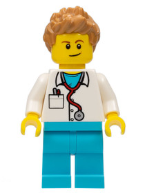 Doctor - Stethoscope, Medium Azure Legs, Medium Nougat Spiked Hair