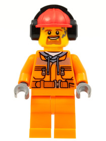 Construction Worker - Male, Orange Safety Jacket, Reflective Stripe, Sand Blue Hoodie, Orange Legs, 