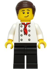 Burger Chef - White Torso with 8 Buttons, No Wrinkles Front or Back, Black Legs, Dark Brown Hair