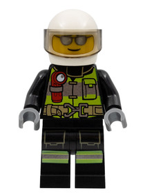 Fire - Reflective Stripes, Black Suit, White Helmet, Silver Sunglasses