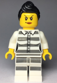 Sky Police - Jail Prisoner 50382 Prison Stripes, Female, Scowl with Peach Lips, Black Ponytail