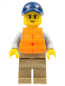 Kayaker, Dark Blue Cap, Orange 2 Strap Life Jacket