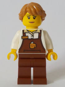 Barista - Female, Reddish Brown Apron with Cup and Name Tag, Medium Nougat Hair
