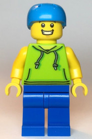Skateboarder - Male, Lime Hoodie, Blue Legs, Dark Azure Helmet