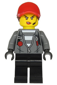 Police - Jail Prisoner Jacket over Prison Stripes, Female, Black Legs, Red Cap with Ponytail