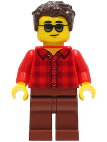 Man - Red Flannel Shirt, Reddish Brown Legs, Dark Brown Hair, Sunglasses