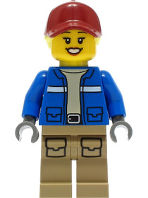 Wildlife Rescue Explorer - Female, Blue Jacket, Dark Tan Legs with Pockets, Dark Red Cap, Bright Lig