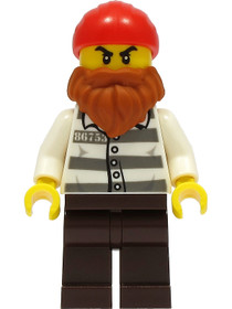Police - Jail Prisoner 86753 Prison Stripes, Dark Brown Legs, Red Head Wrap, Dark Orange Beard